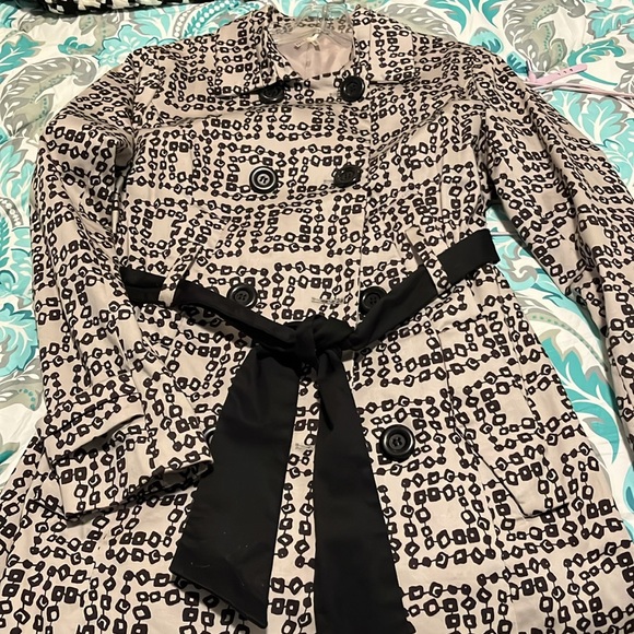 Womens Lapis Taupe & Black Belted Light Weight Trench Coat medium - Picture 1 of 12